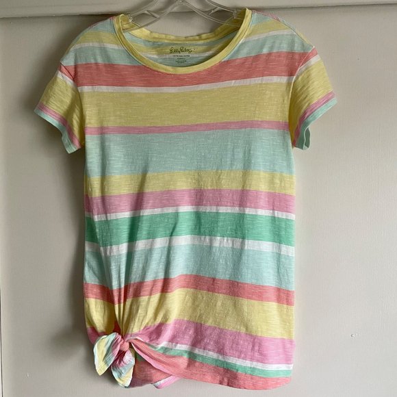 Lilly Pulitzer Lazy Days Stripe Short Sleeve Glin Cotton Scoop T Shirt Top  XS - Picture 9 of 12